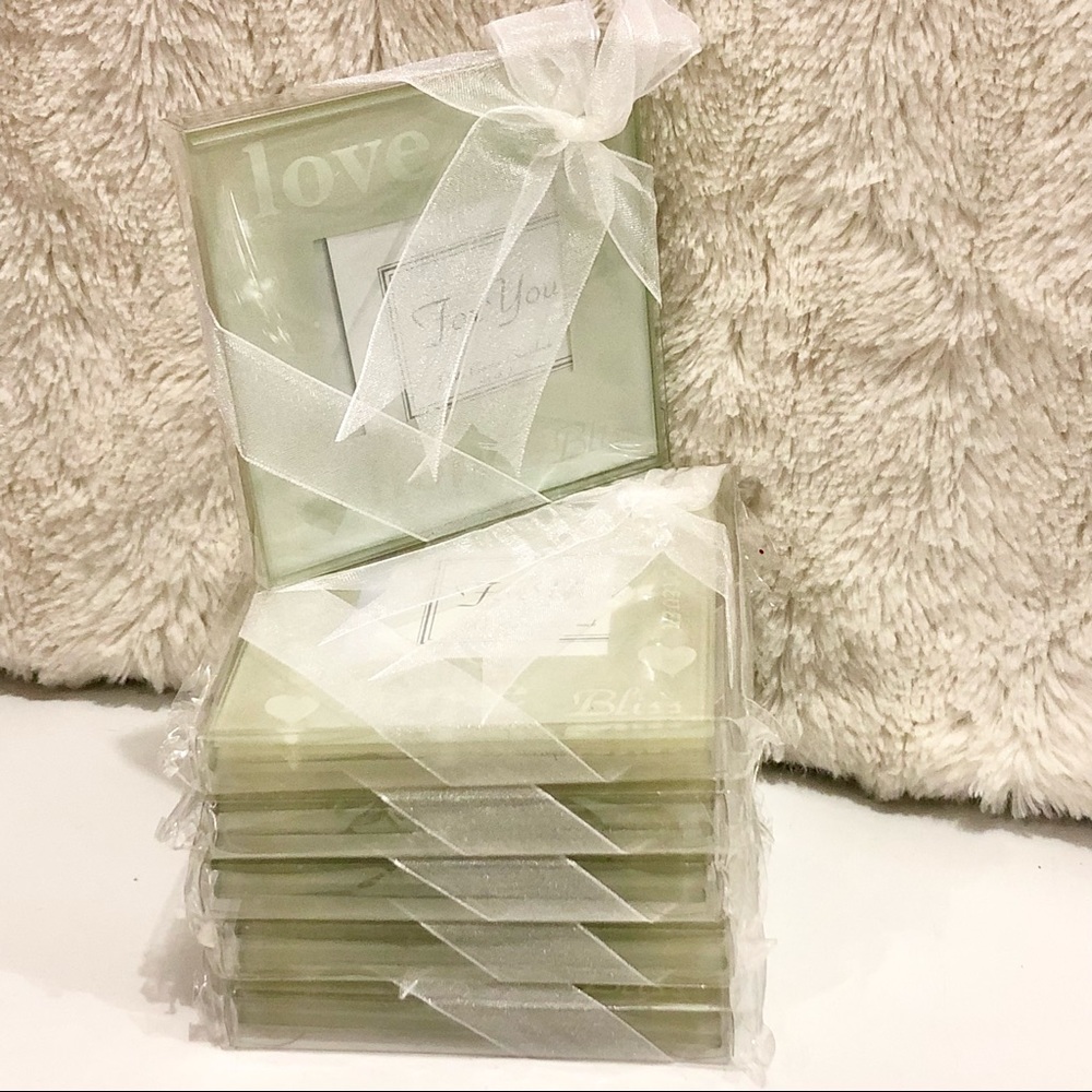 GLASS COASTERS - SIX SETS - ROMANTIC